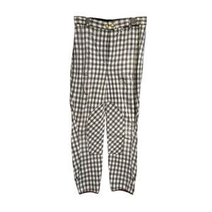 Gucci OLD GG Button Plaid Jodhpurs Pants Women's Gray 42